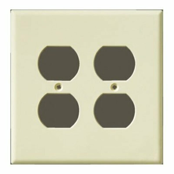 Can-Am Supply InvisiPlate Outlet Plate, 5 in L, 5 in W, 2 -Gang, Polypropylene, Smooth SM-P-2